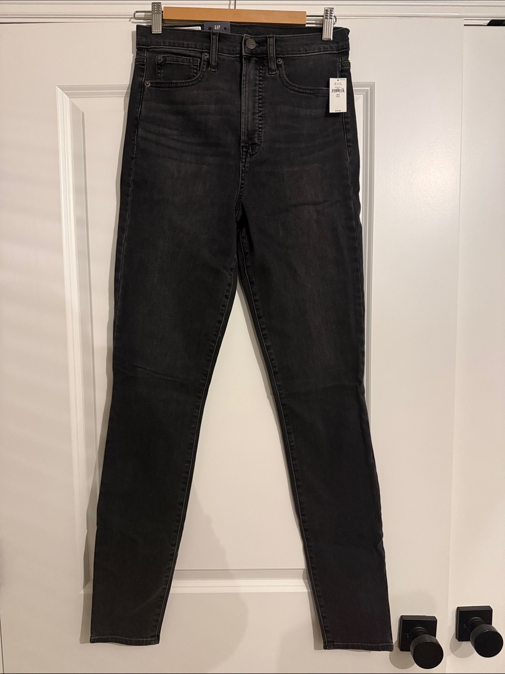 NWT GAP Sky High Rise Black True Skinny Jeans Stretch 28 Tall 28T 6 6T
